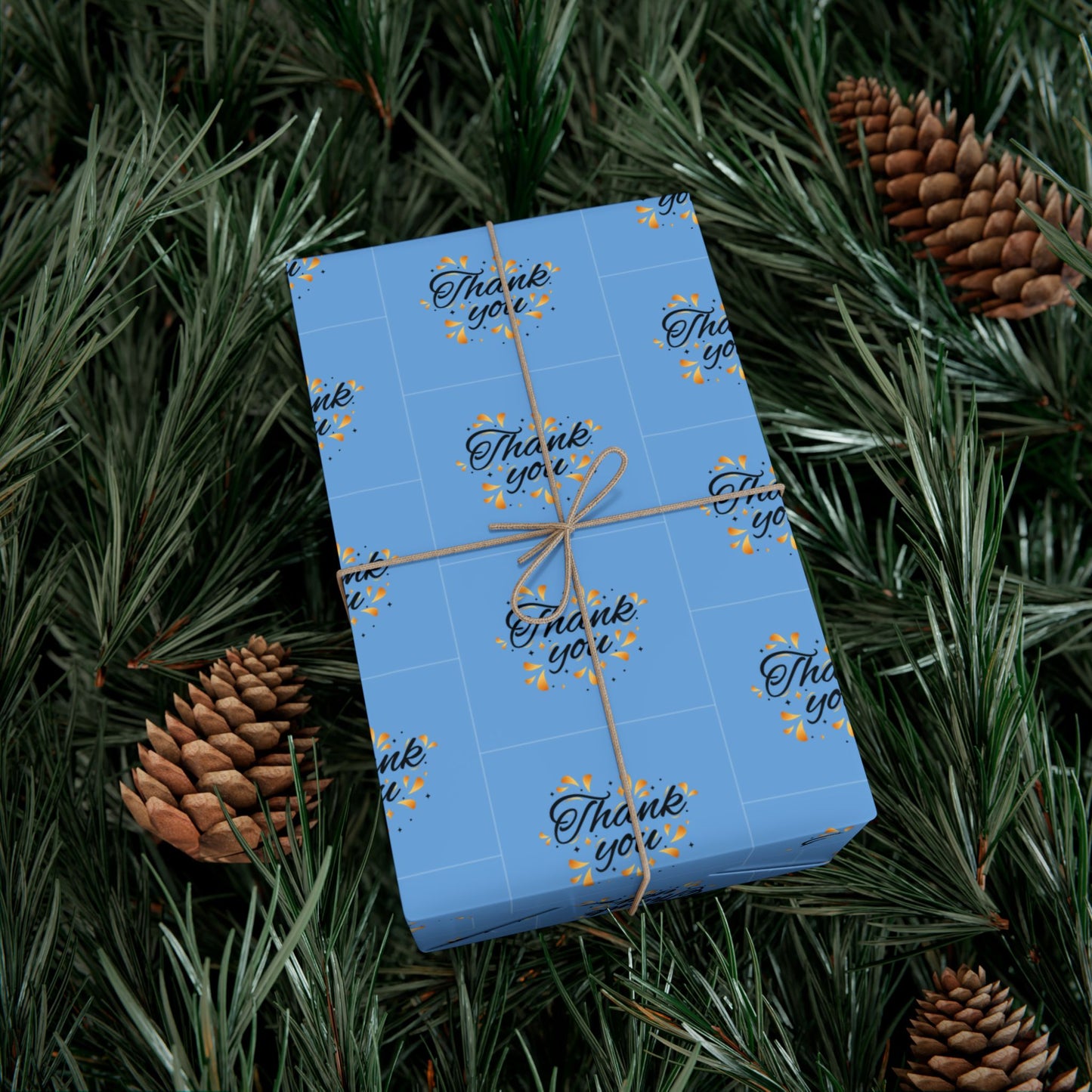 Gift Wrap Paper — 'Thank You' Confetti Pattern (Minimal White & Gold)