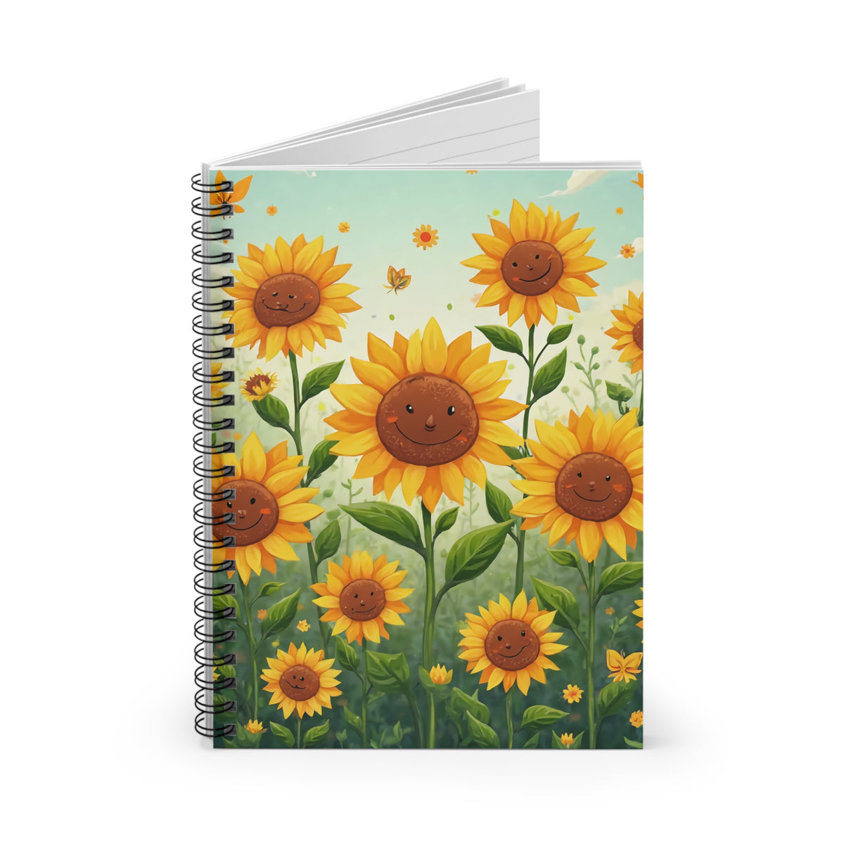 Cheerful Sunflower Spiral Notebook - Ruled Line, Cute Journal, Floral Notepad, Gift for Students, Bright Garden Design, Spring Decor