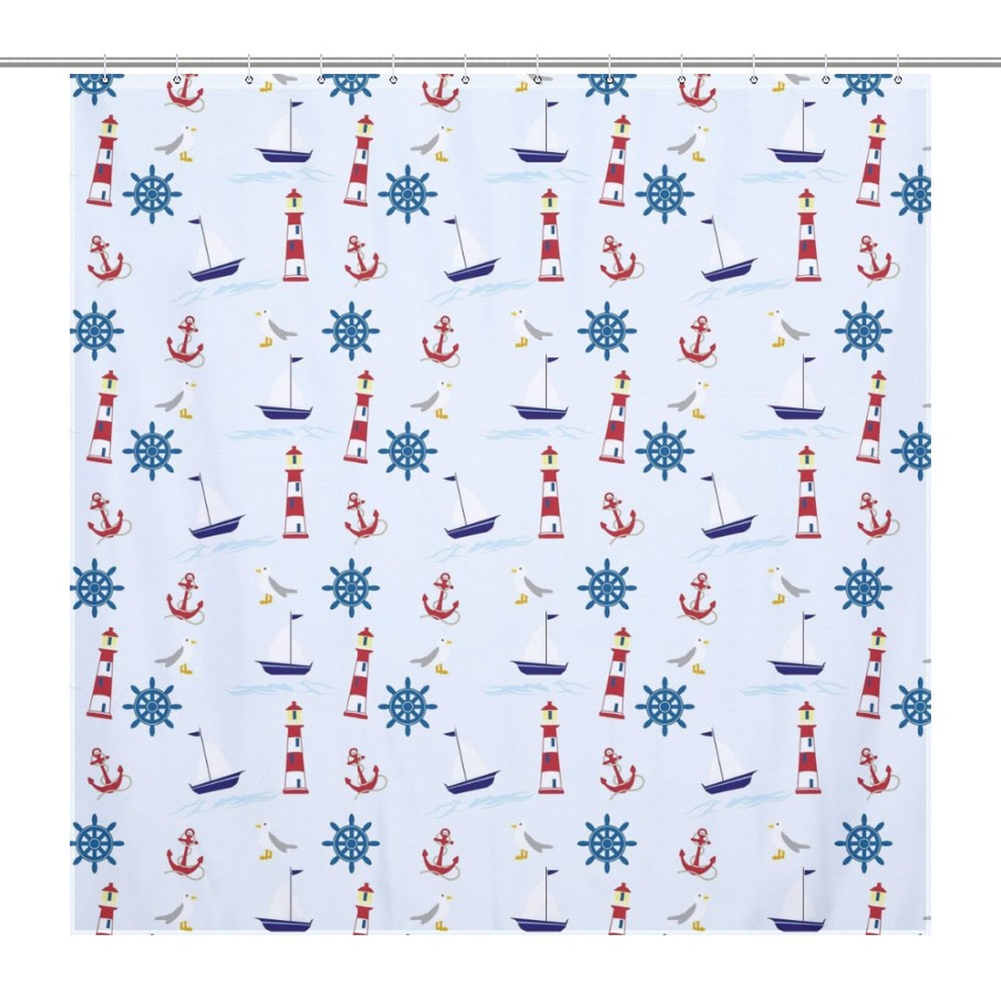 Flower Shower Curtain - Lighthouses, Sailboats and Anchors