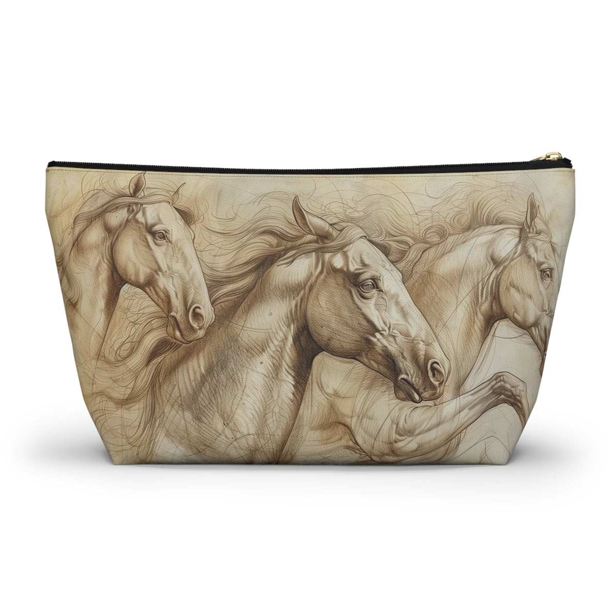 Horse Run Accessory Pouch — Equestrian Makeup & Travel T-Bottom Bag