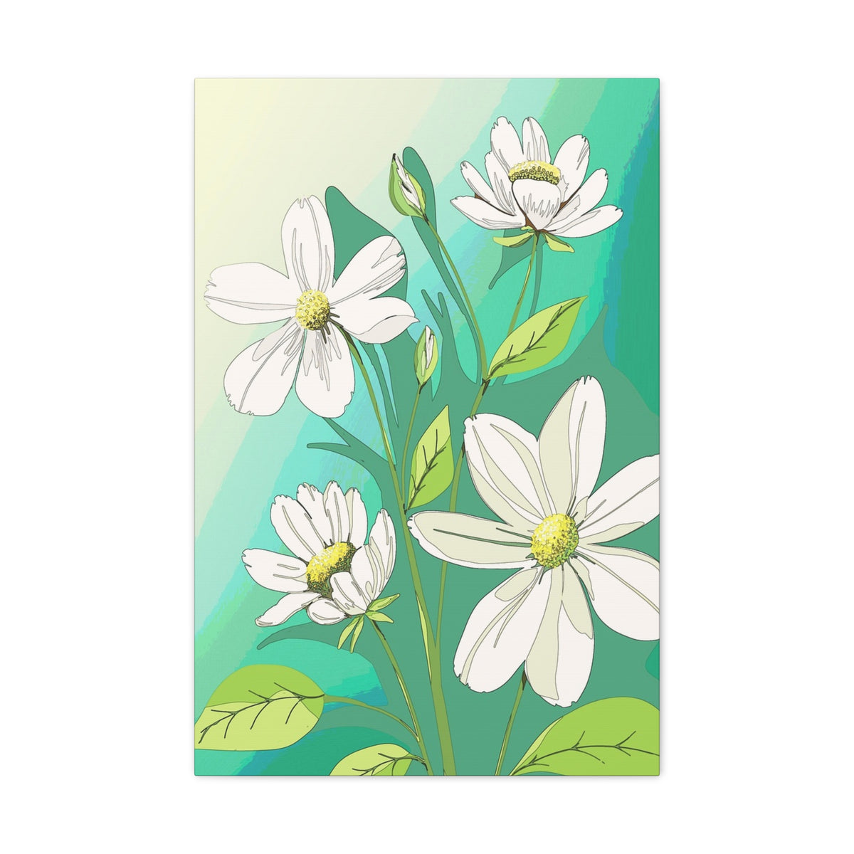 Matte Canvas, Stretched, 1.25" White Flowers