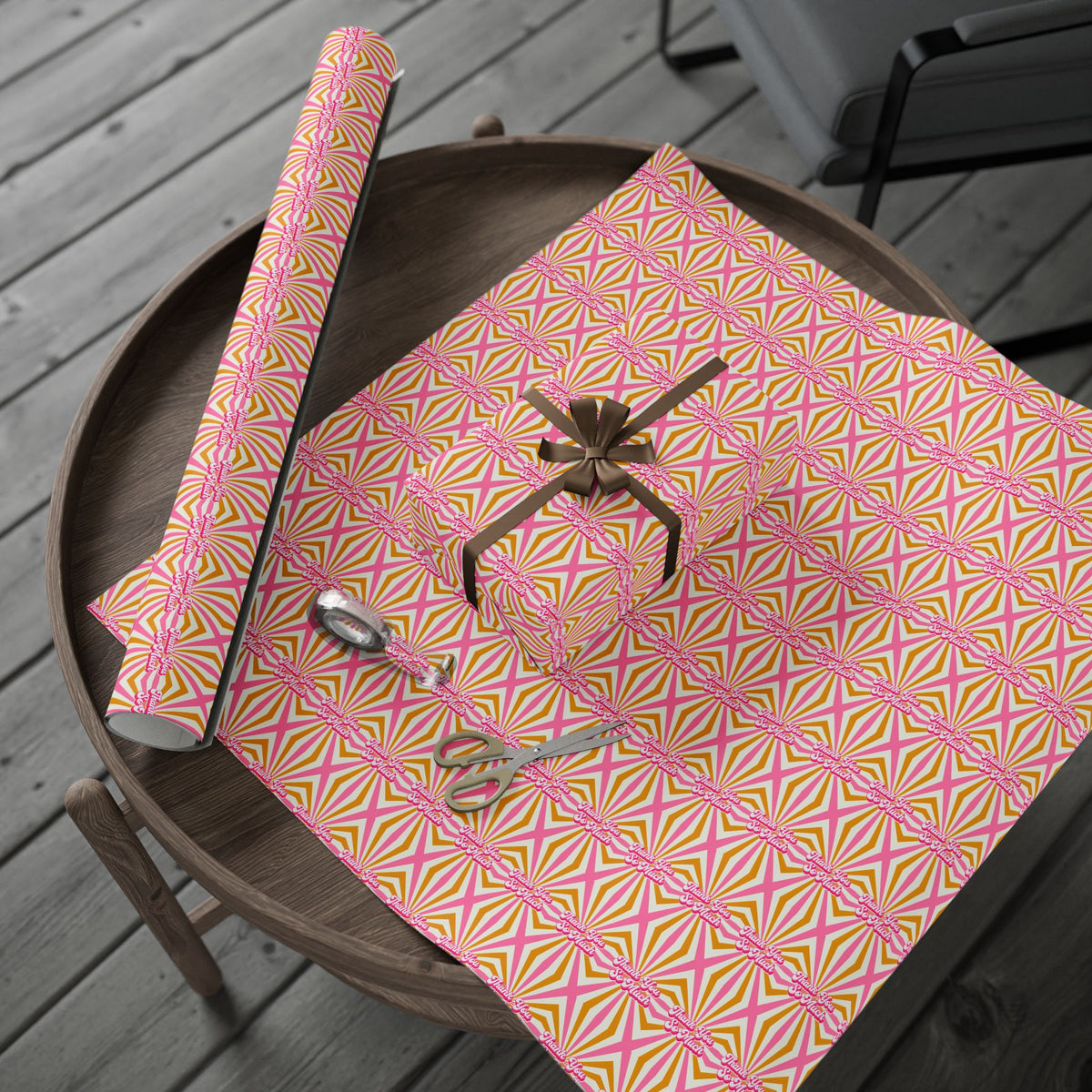 Retro Swirl "Thank You" Wrapping Paper