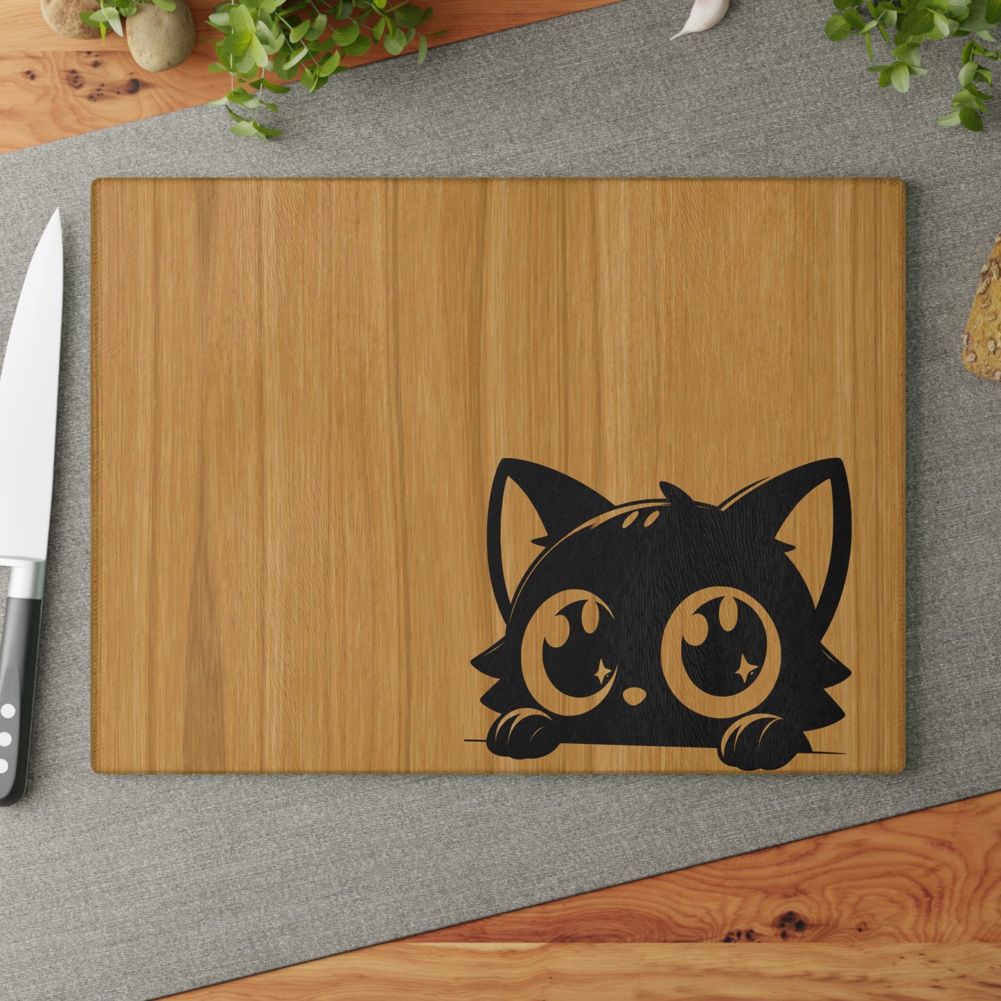 Cute Cat Glass Cutting Board