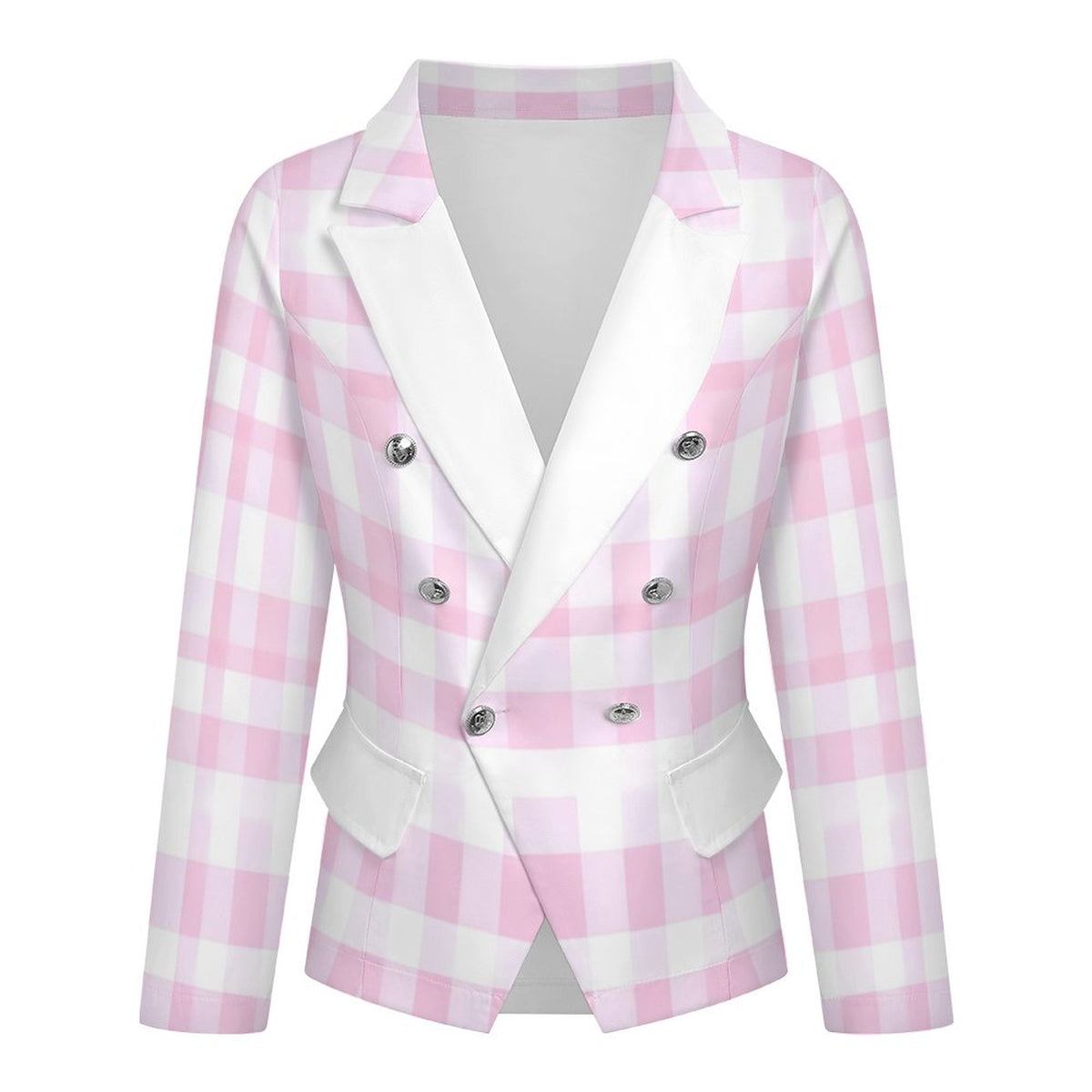 Women's Casual Blazer Pink Plaid