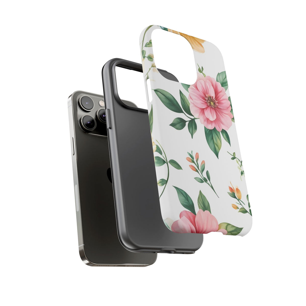 Floral Tough Phone Case — Pink Peony Protective Phone Cover