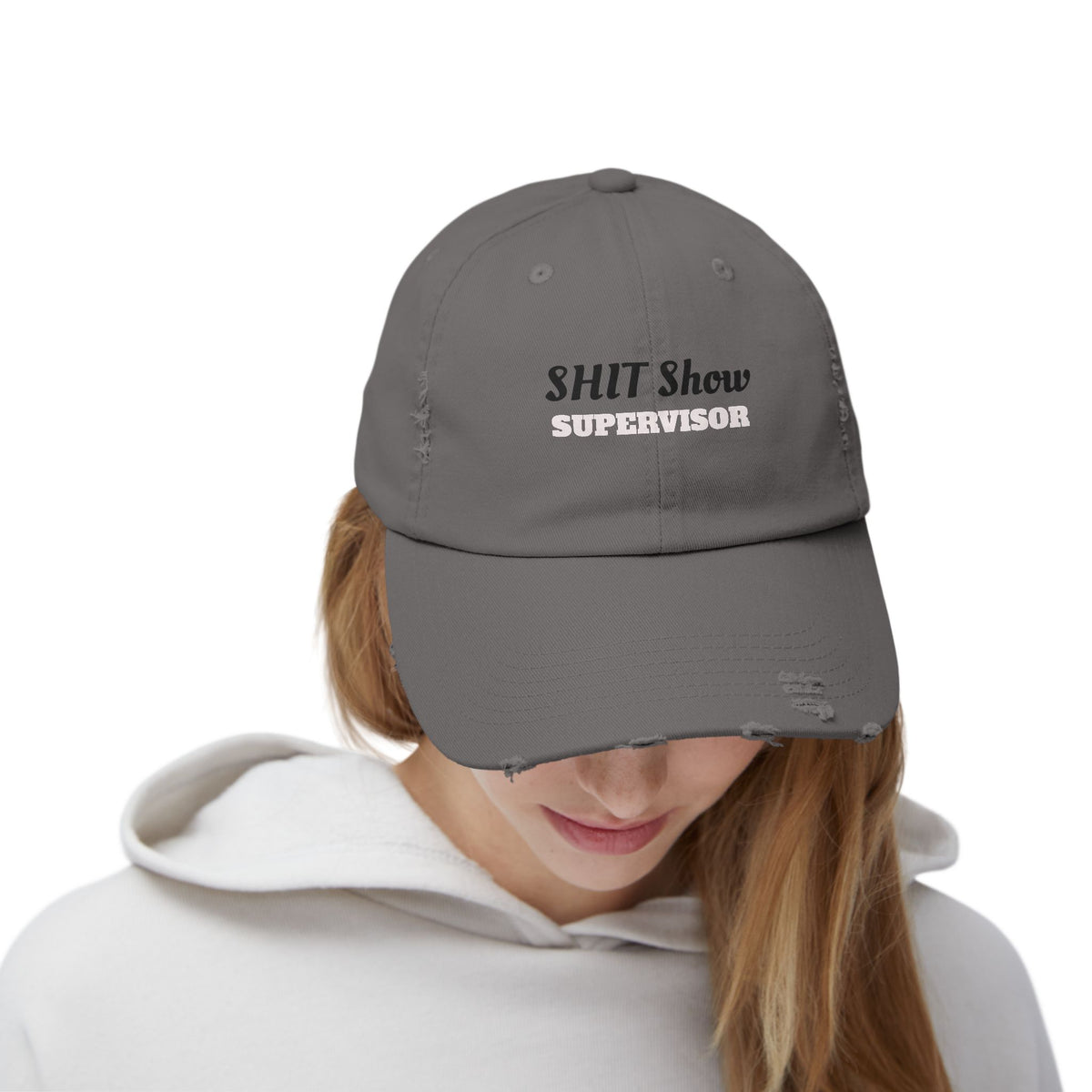 Unisex Distressed Cap, Fun Gift for Supervisors, Casual Hat, Distressed Dad Hat, Funny Cap for Events, Party Accessory, Everyday Wear