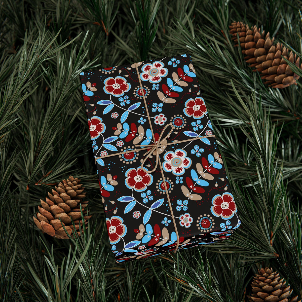 Festive Wrapping Paper Roll, Colorful Floral Gift Wrap for Holidays, Birthdays, Special Occasions, Unique Christmas Gift Wrap