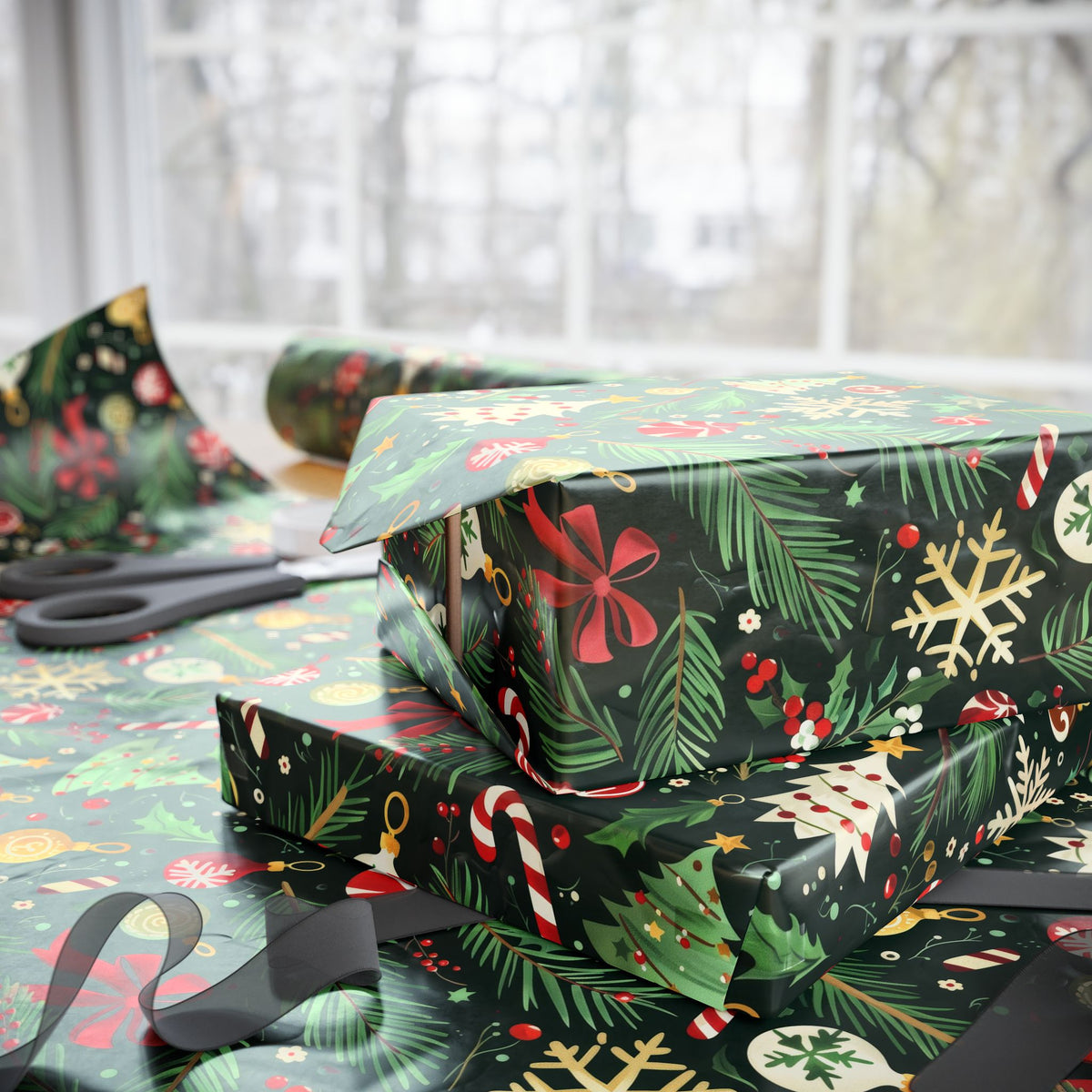 Festive Holiday Wrapping Paper, Christmas Gift Wrap, Eco-Friendly Wrapping, Seasonal Decoration, Unique Gift Presentation