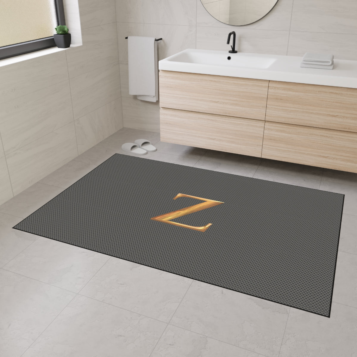 Gray and Gold Monogram Z Heavy-Duty Floor Mat