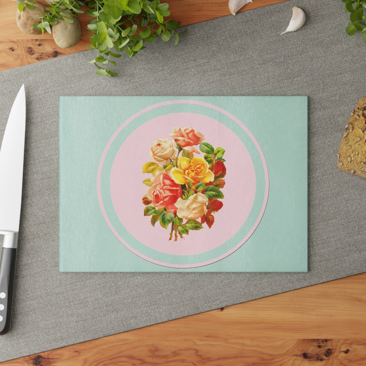Floral Glass Cutting Board | Kitchen Decor, Gift for Home Chefs, Wedding Present, Housewarming Gift, Floral Design