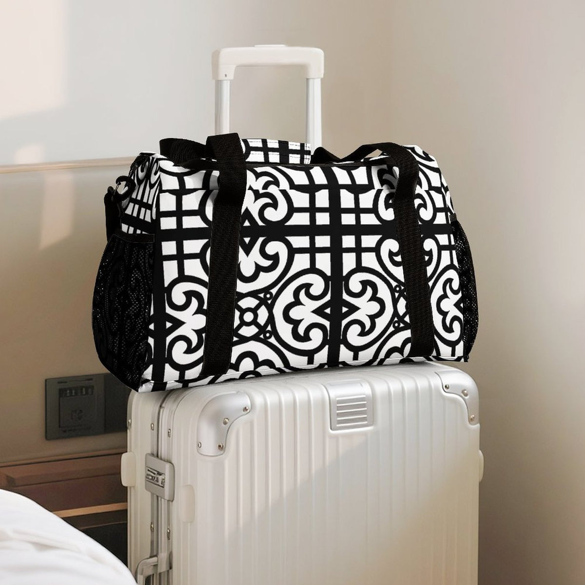 Travel Duffel Bag Black and White