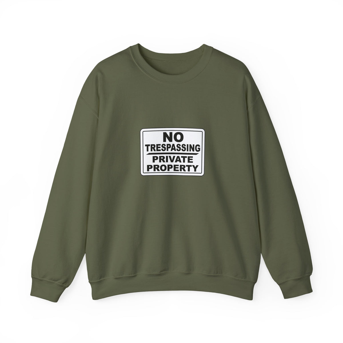 No Trespassing Crewneck Sweatshirt, Unisex Sweatshirt, Cozy Apparel, Casual Outfit, Gift for Homeowners, Security Sweater