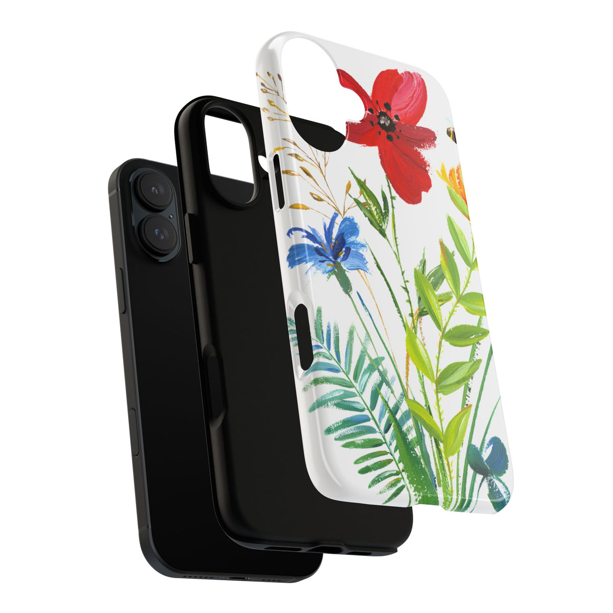 Floral Watercolor Tough Phone Case — Wildflower Bouquet Protective Cover