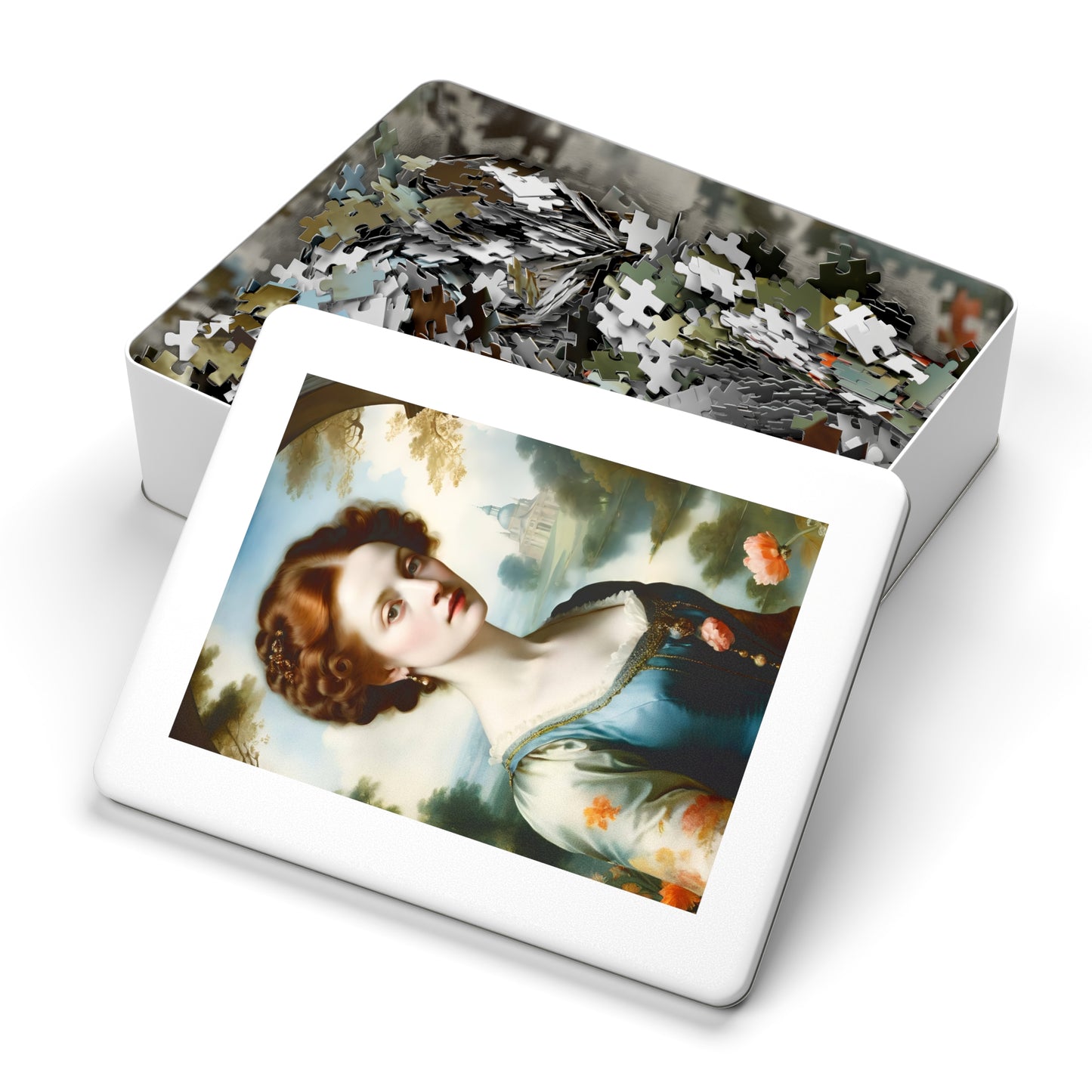Vintage Art Jigsaw Puzzle with Tin, Classic Artwork, Engaging Family Activity, Collectible Gaming Puzzle, Unique Gift Idea, Relaxing Hobby