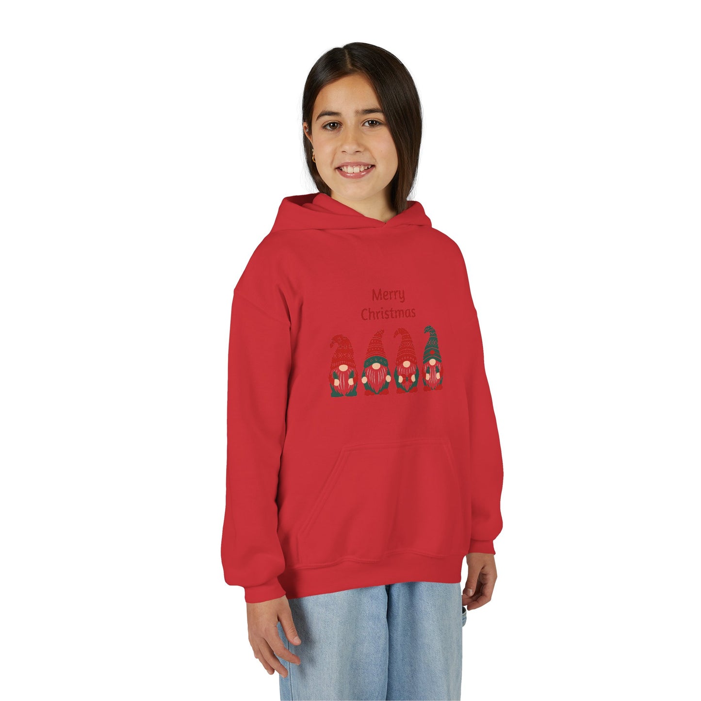 Youth Christmas Gnome Hoodie - "Merry Christmas" Holiday Kids Sweatshirt