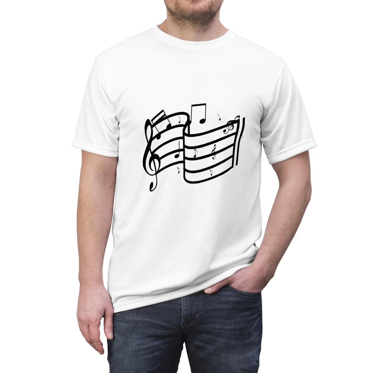 Musical Notes Graphic Tee — Treble Clef Sheet Music T-Shirt