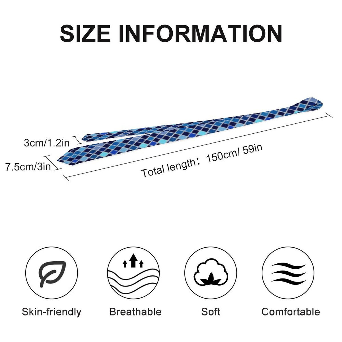 Men's Formal Tie - Blue Check boxes