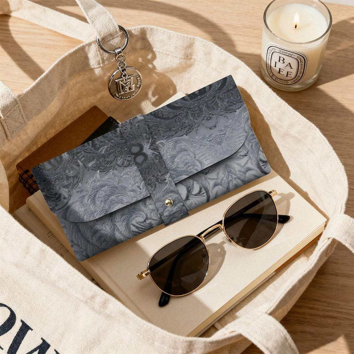 Leather Eyeglass Case Gray