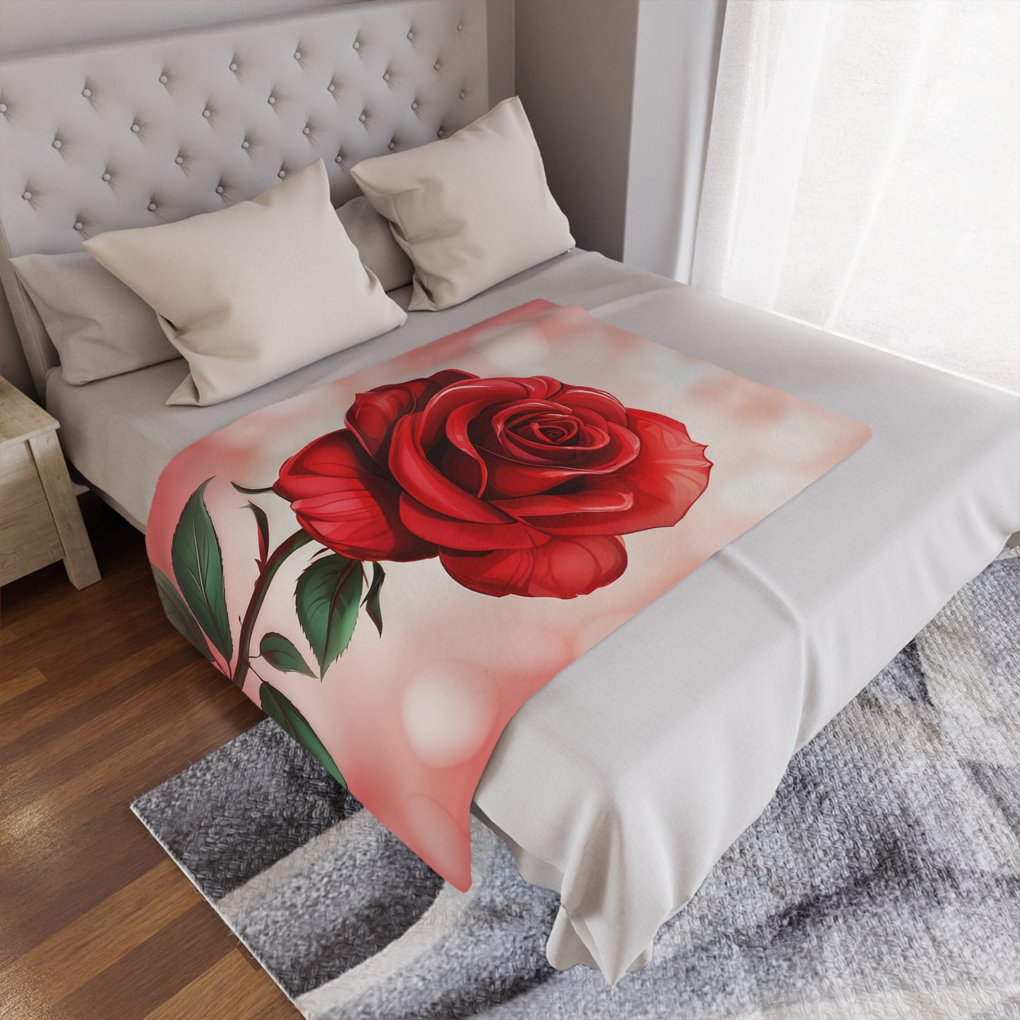 Red Rose Minky Blanket – Soft Floral Throw for Valentine’s Day & Romantic Gifts