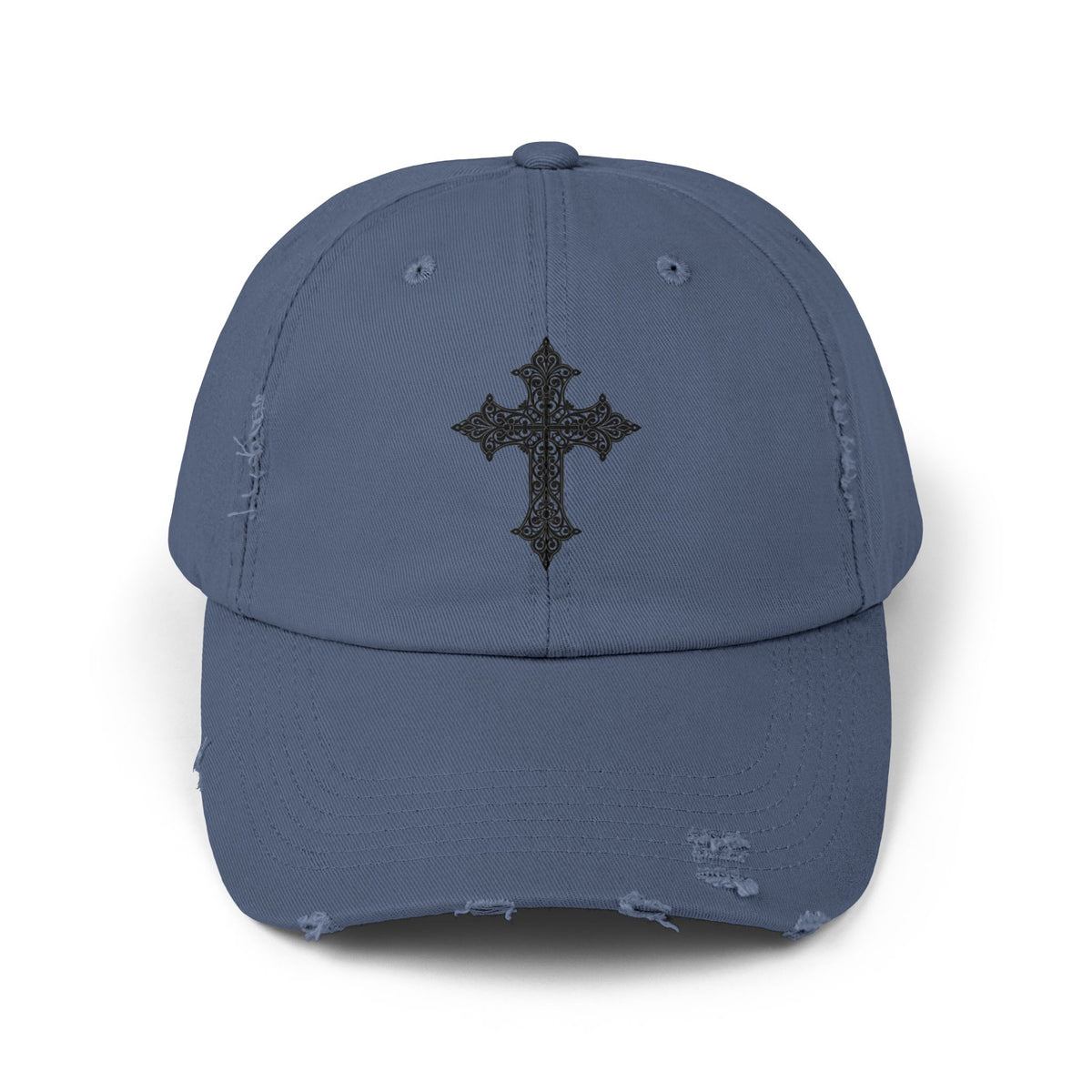 Cool Distressed Cap for Trendy Looks, Vintage Hat, Adjustable Cap, Cross Design, Casual Accessories