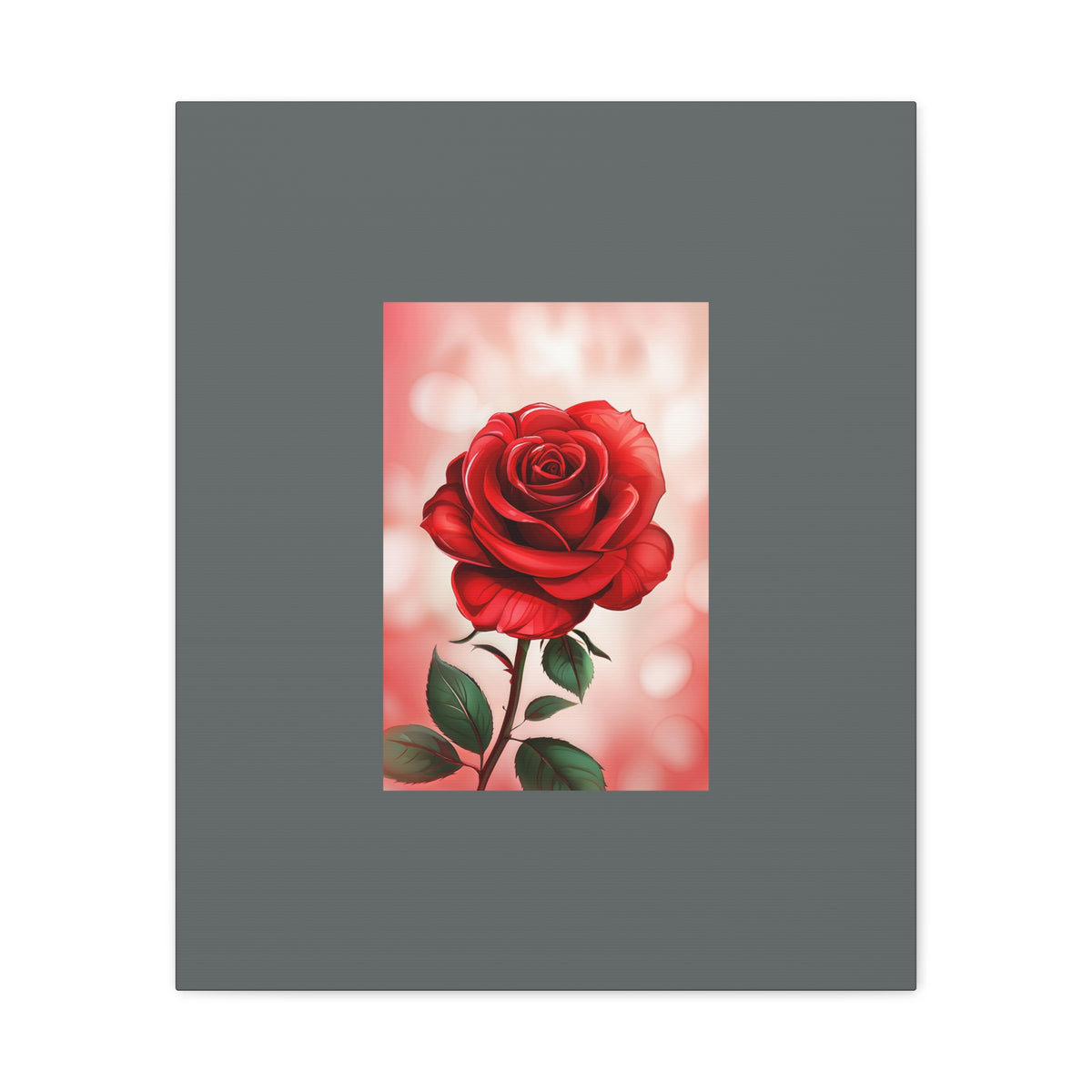 Red Rose Vertical Matte Canvas Print — Romantic Floral Wall Art