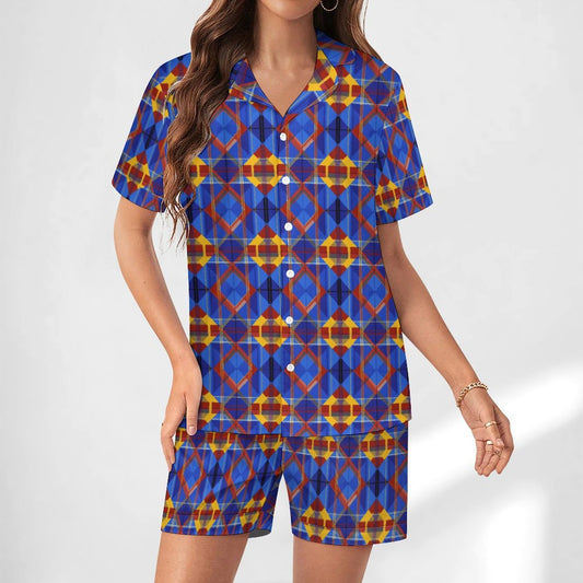 Worn-effect Fabric Women Satin Pajama Set