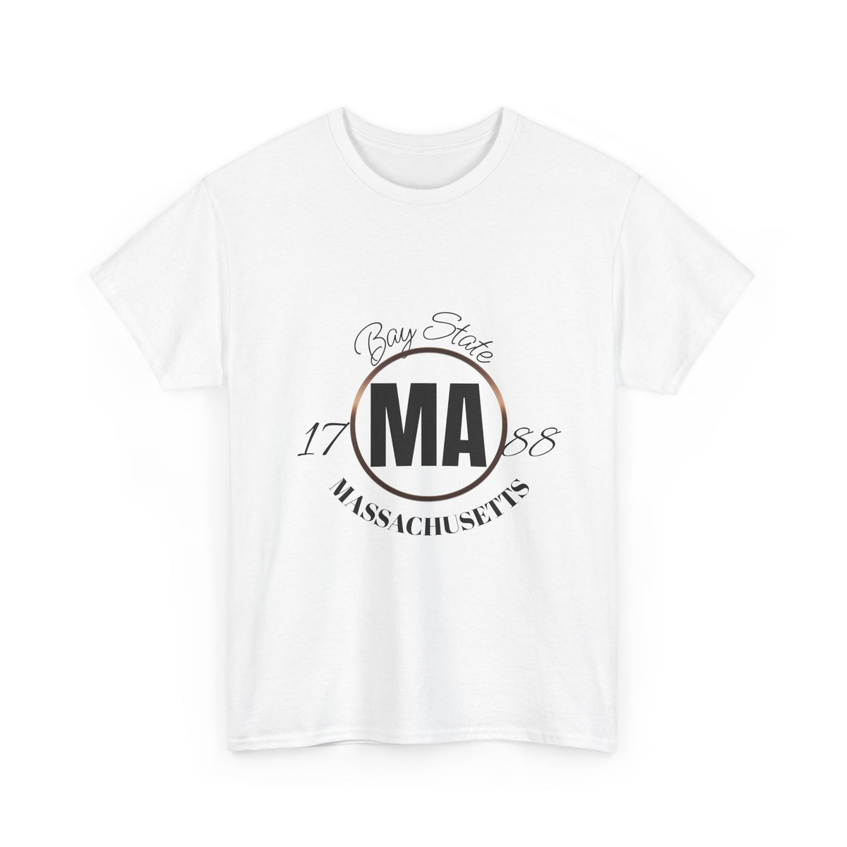 Unisex Heavy Cotton Tee with Massachusetts Design, Casual Wear, Gift for Him/Her, Travel Souvenir, Vintage Style