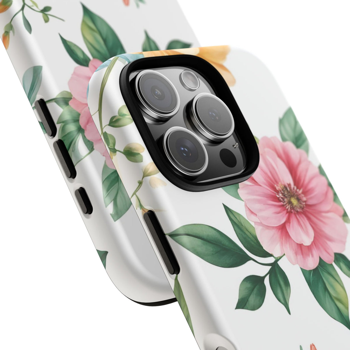 Floral Tough Phone Case — Pink Peony Protective Phone Cover
