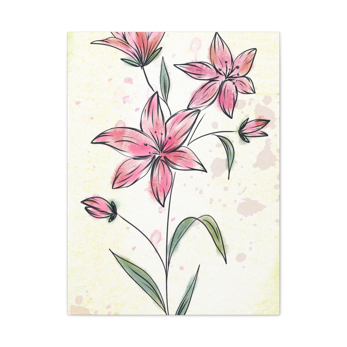 Matte Canvas, Stretched, 1.25" Tulips Pink Flowers