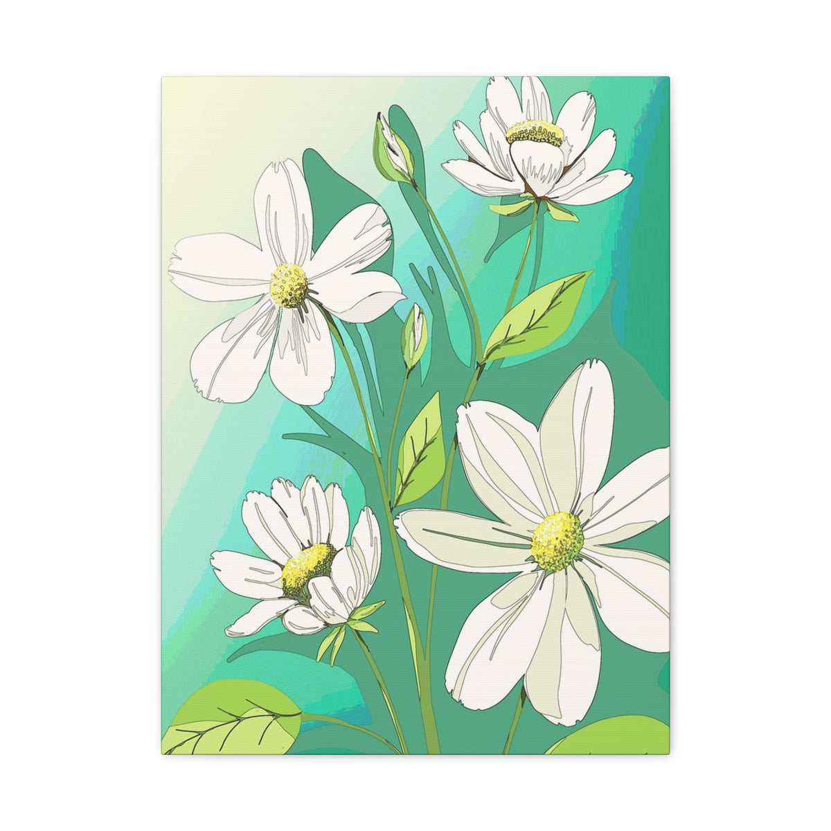 Matte Canvas, Stretched, 1.25" White Flowers