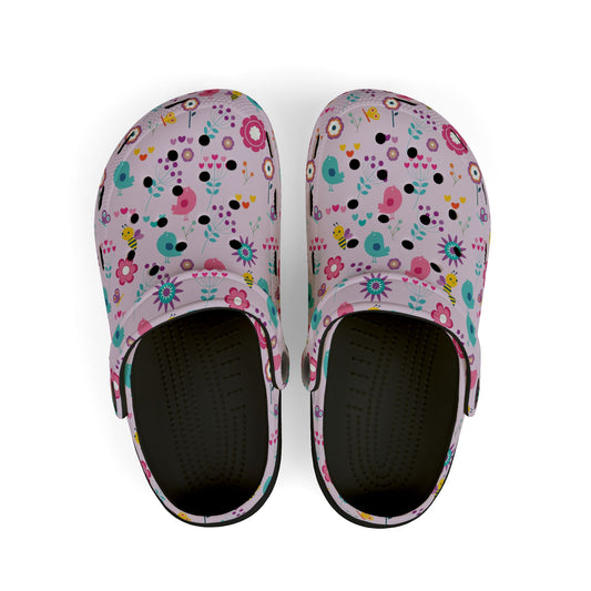 Kids Floral Clogs — Pink EVA Foam Garden Slip-Ons