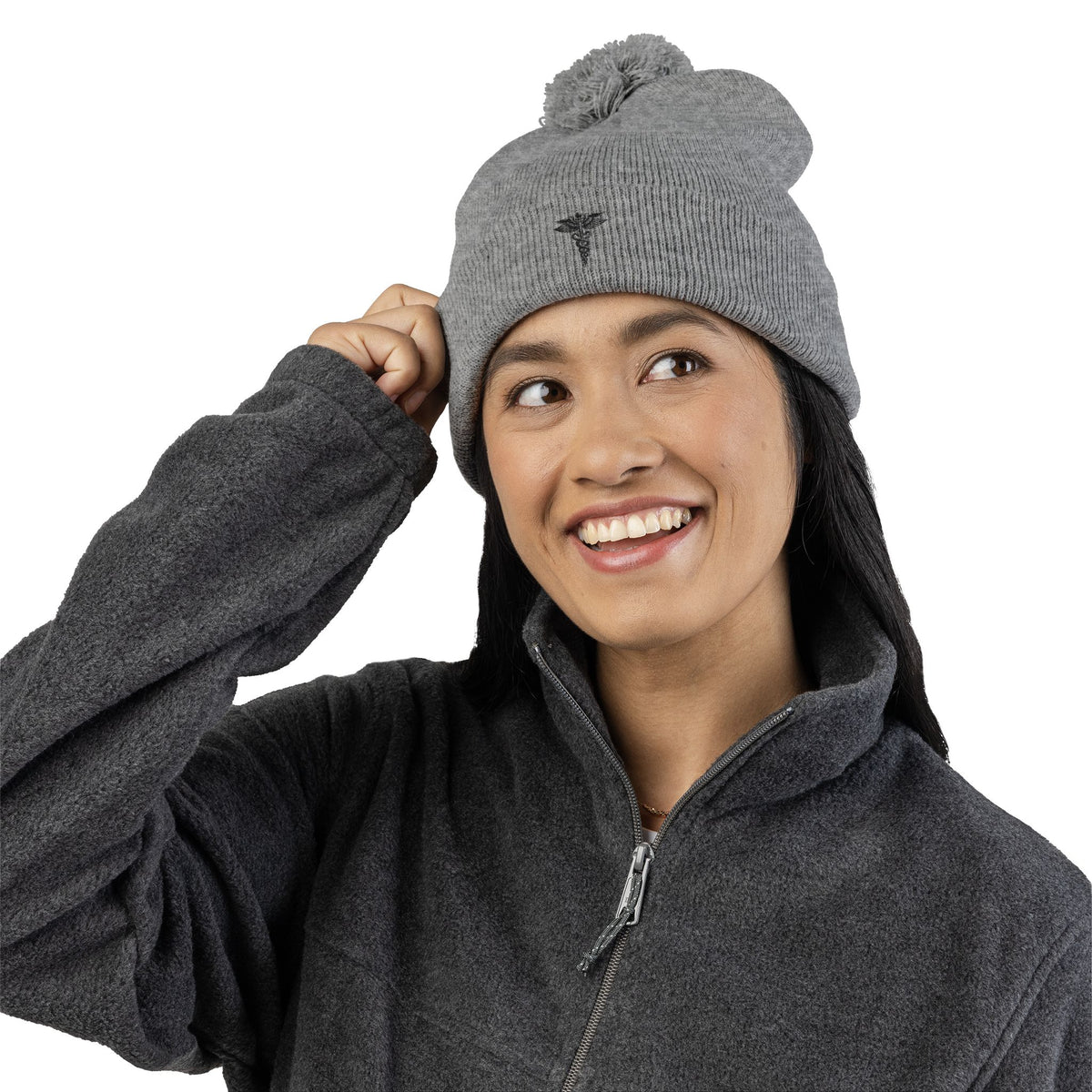 Cozy Pom-Pom Knit Cap, Winter Beanie, Embroidered Hat, Gift for Him/Her, Stylish Knitwear, Cold Weather Accessory
