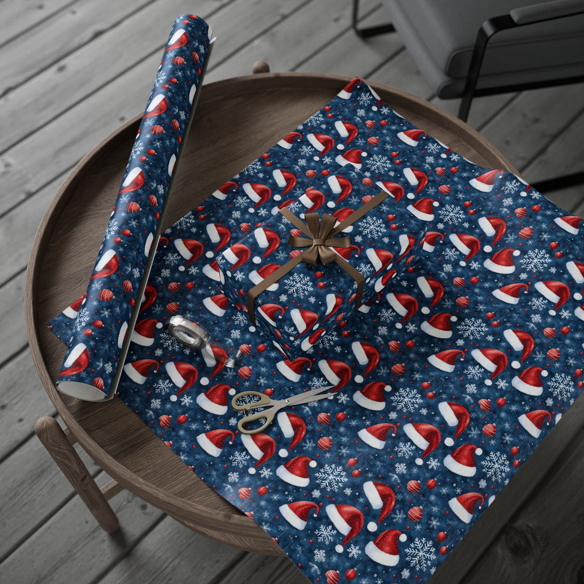Christmas Santa Hat Wrapping Paper Roll — Festive Snowflake Gift Wrap