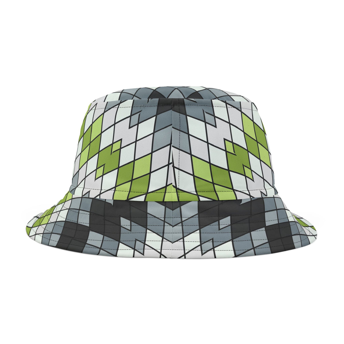 Argyle Geo Bucket Hat — Green & Gray Patterned Summer Sun Hat