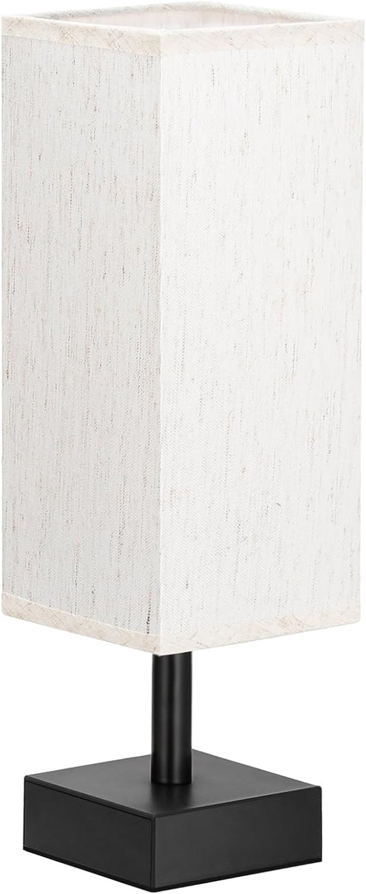 aooshine Small Table Lamp for Bedroom - Bedside Lamps for Nightstand, Minimalist Night Stand Light Lamp with Square Fabric Shade, Desk Reading Lamp for Kids