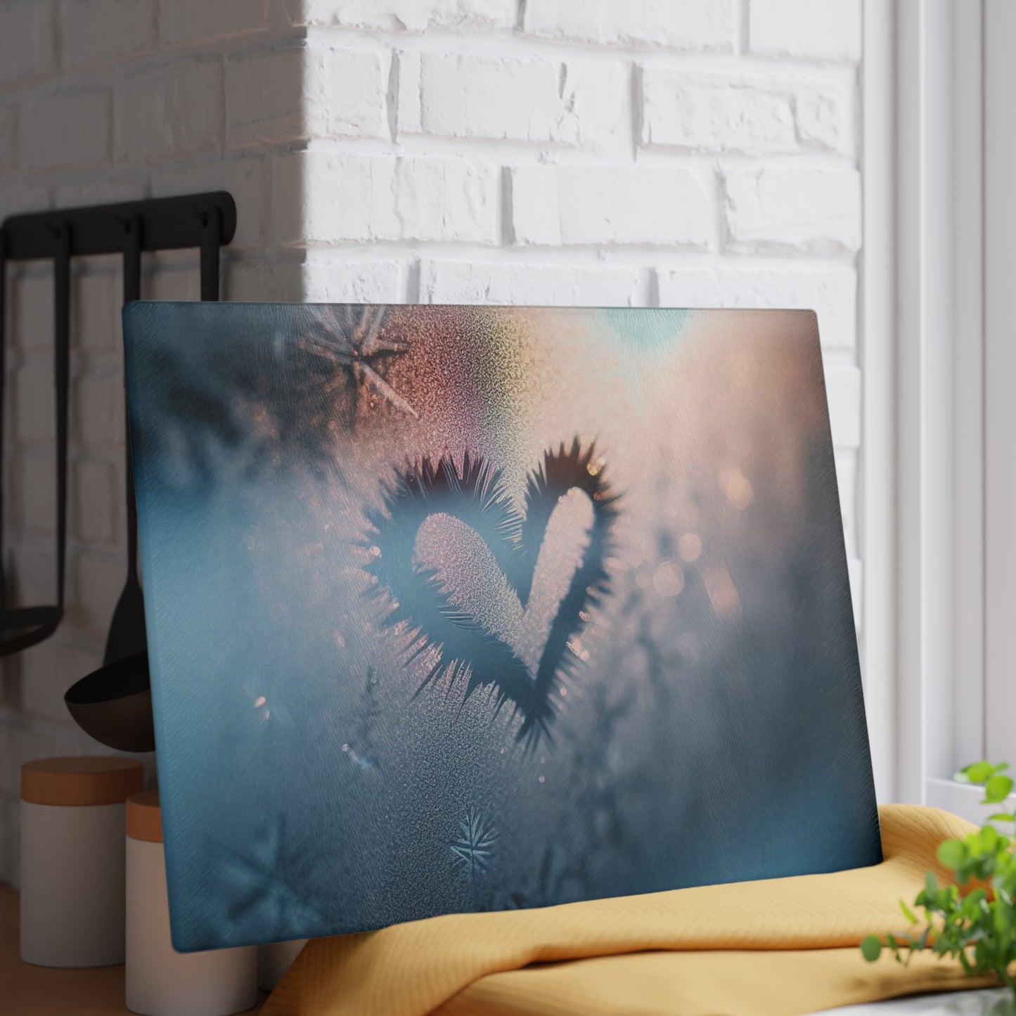 Heart Frosted Glass Cutting Board, Unique Kitchen Decor, Gift for Weddings, Housewarming, Valentine's Day, Cooking Enthusiasts