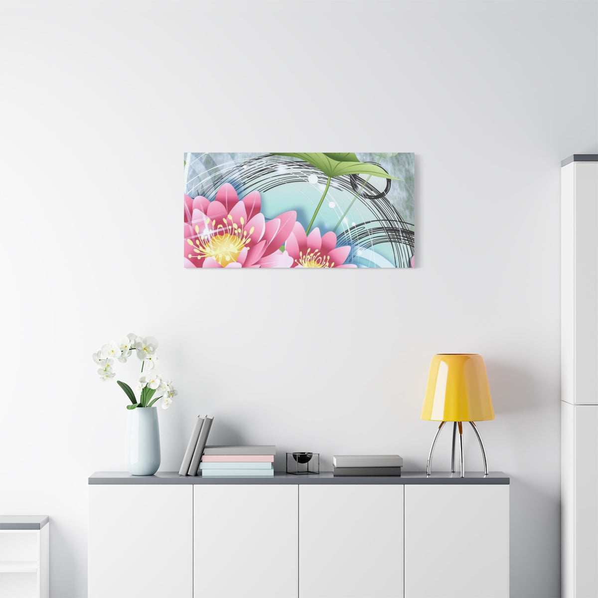 Lotus Blossom Matte Canvas Wall Art — Stretched 1.25" Decorative Print