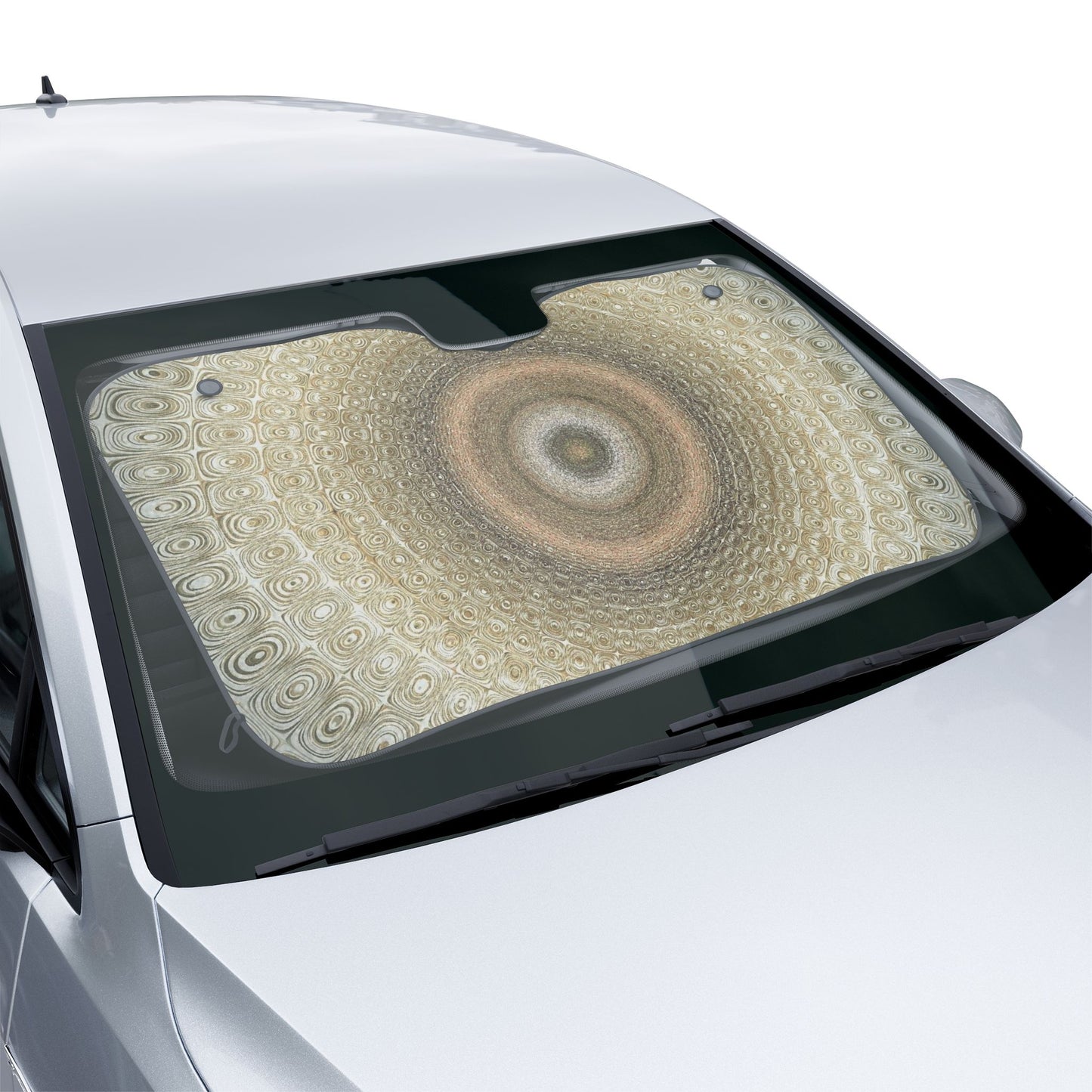 Car Sun Shade — Neutral Mandala Pattern Auto Windshield Protector