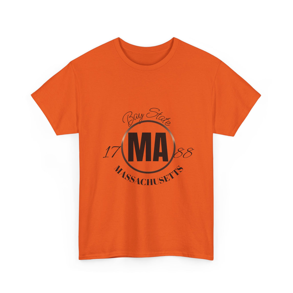 Unisex Heavy Cotton Tee with Massachusetts Design, Casual Wear, Gift for Him/Her, Travel Souvenir, Vintage Style