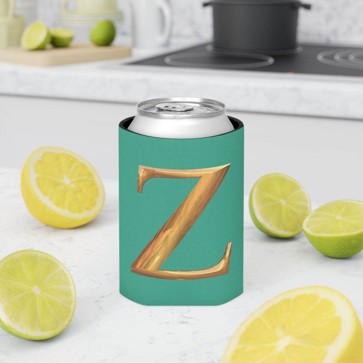 Personalized Monogram "Z" Can Cooler - Stylish Drink Holder for Parties, Weddings, Beach Days, Summer Gatherings, Gifts