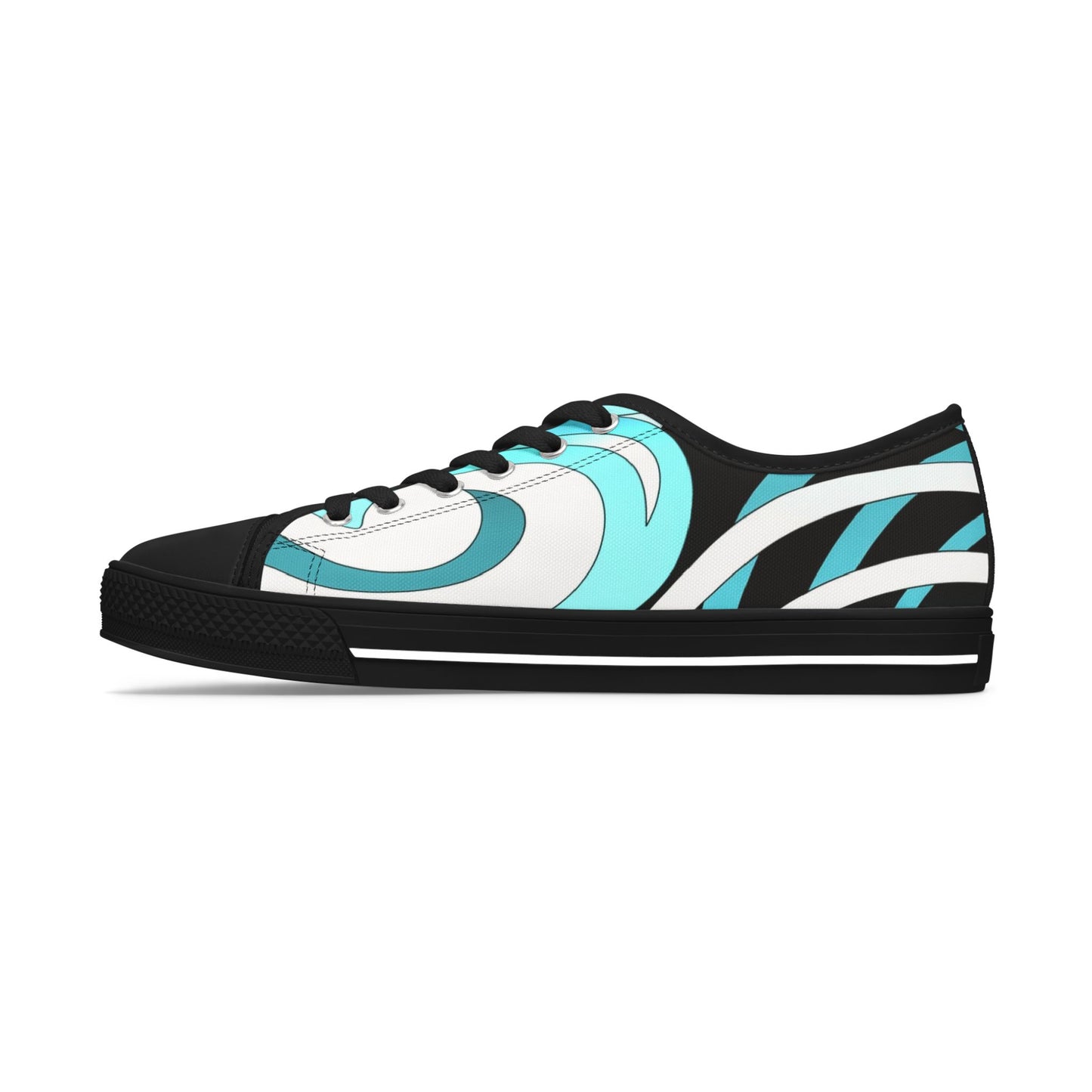 Low Top Sneakers – Aqua Wave Graphic Women's Canvas Shoes