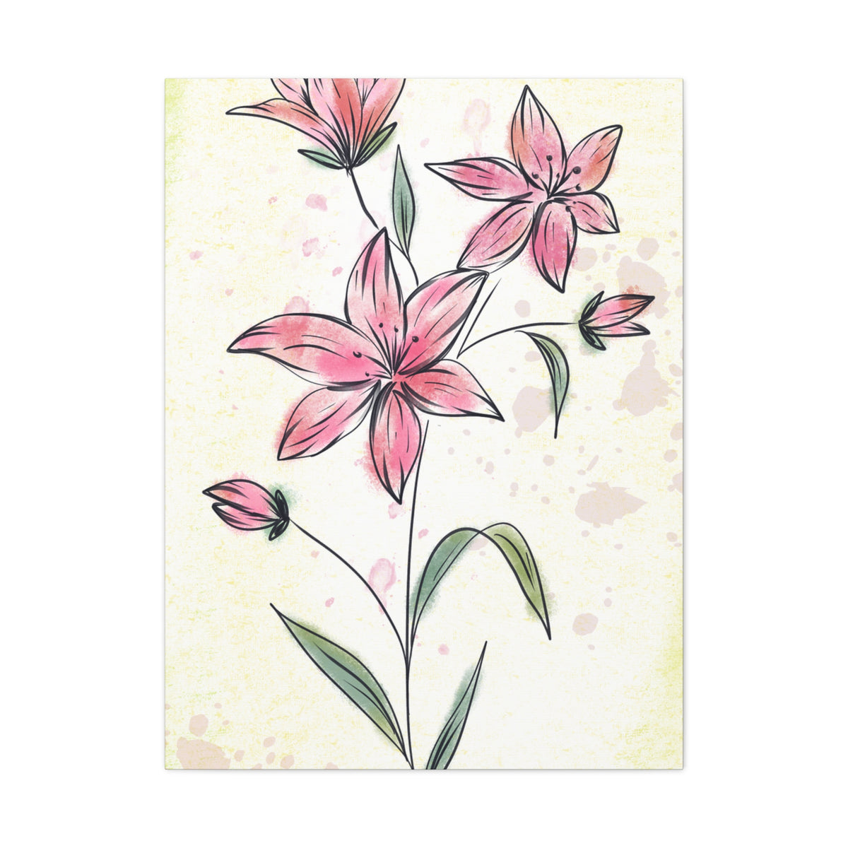 Matte Canvas, Stretched, 1.25" Tulips Pink Flowers