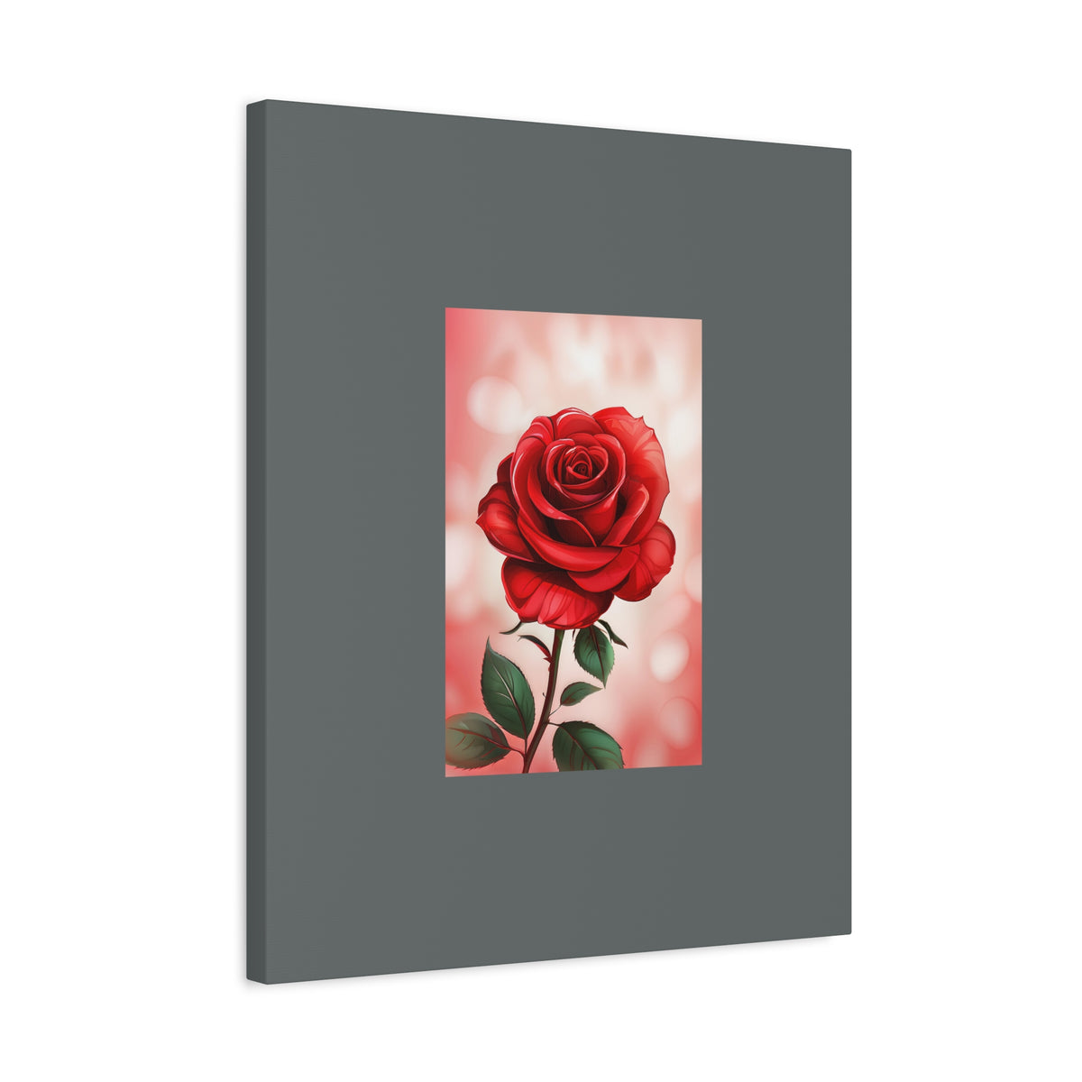 Red Rose Vertical Matte Canvas Print — Romantic Floral Wall Art
