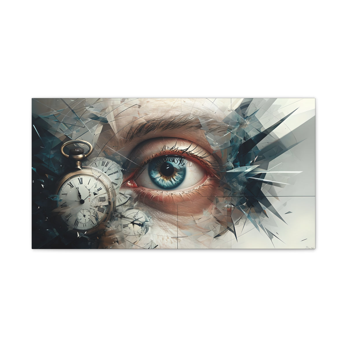 Surreal Canvas Wall Art, Eye with Vintage Clock