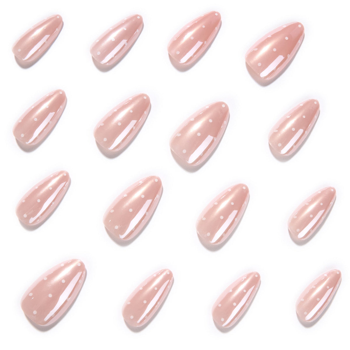 365nails: "Pink Polka Dot Almond" – Natural Press-on Nails – Image 3