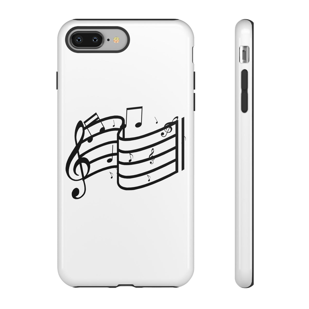 Musical Notes Phone Case — Black Treble Clef Music Staff Tough Case