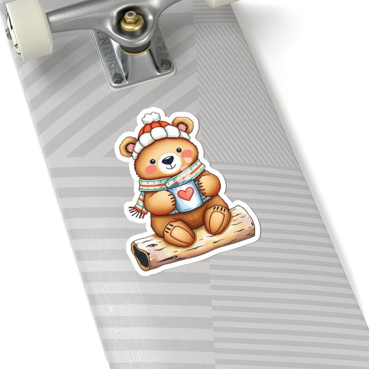 Adorable Bear Hug Kiss-Cut Stickers - Cute Animal Decor for Journals, Laptops, Phone Cases, Kids' Rooms, Winter Vibes