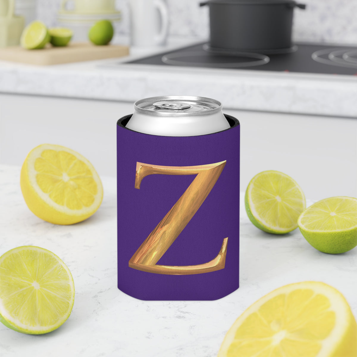 Stylish Monogram Z Can Cooler | Personalized Gift, Party Favor, Tailgate Gear, Outdoor Events, Custom Drink Holder