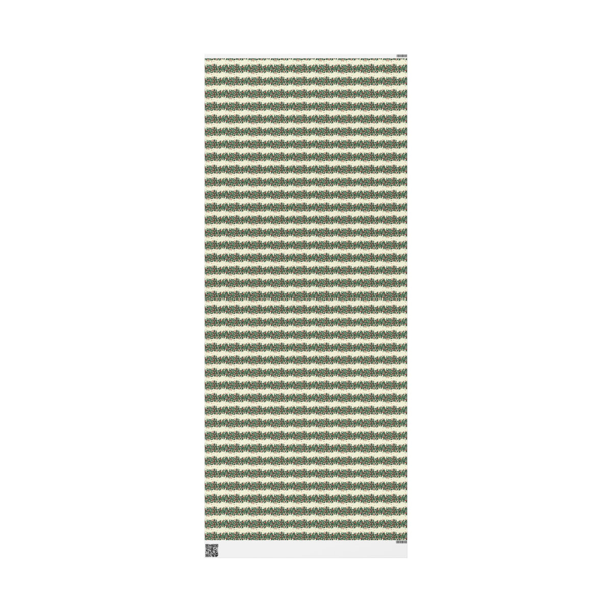 Holiday Pine Sprig Wrapping Paper Roll — Festive Green & Red Gift Wrap