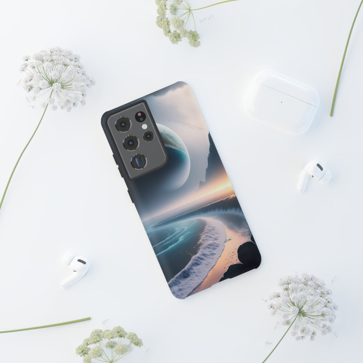 Galaxy Ocean Phone Case — Surreal Planet Beach Tough Case